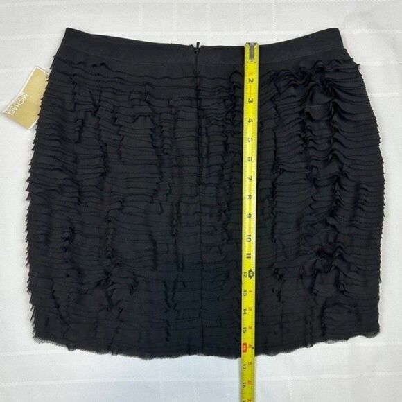 NWT Michael Kors Black Tiered Ruffle Raw Edge Lined Mini Skirt Size 2 - Picture 9 of 11